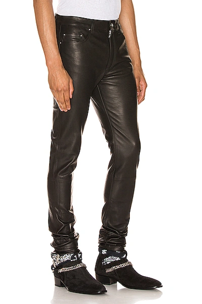 Shop Amiri 5 Pocket Leather Pant In Black