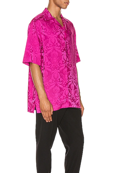 Shop Versace Button Up In Paisley,pink In Fuchsia