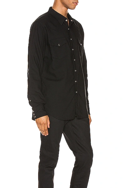 Shop Saint Laurent Classic Western Twill Shirt In Black Rinse