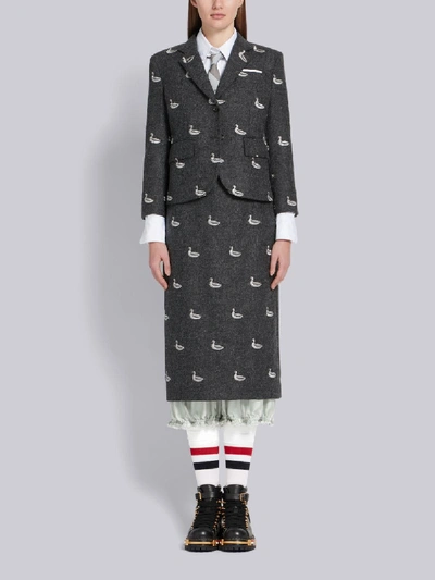Shop Thom Browne Duck Embroidered Classic Sport Coat In Grey