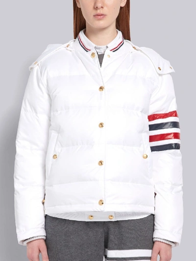 Shop Thom Browne 4-bar Down Hood Bomber In White