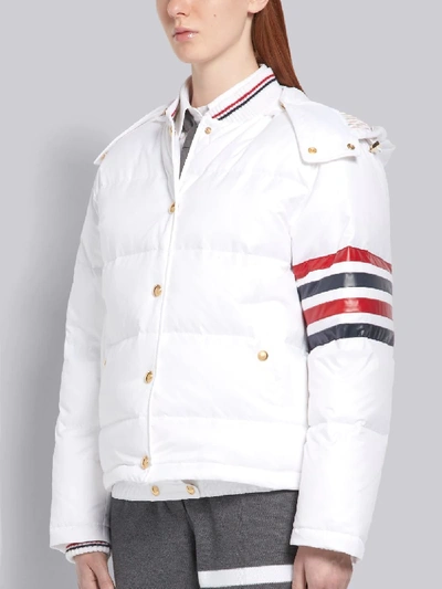 Shop Thom Browne 4-bar Down Hood Bomber In White