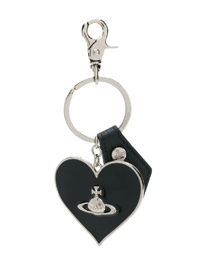 Shop Vivienne Westwood Windsor Mirror Heart Keyring In Black