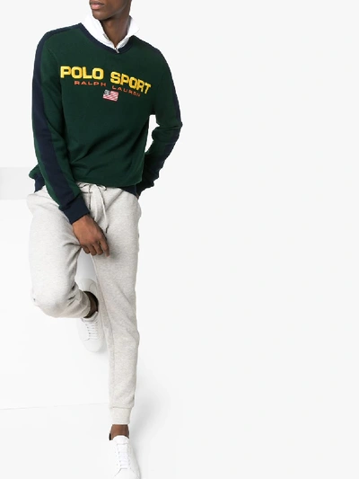 Shop Polo Ralph Lauren Logo Embroidered Cotton Sweatshirt In Green