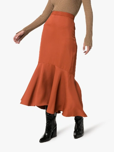 Shop Johanna Ortiz Protagonista Flared Hem Skirt In Red