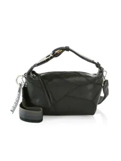 Shop Ganni Leather Hobo Bag In Black