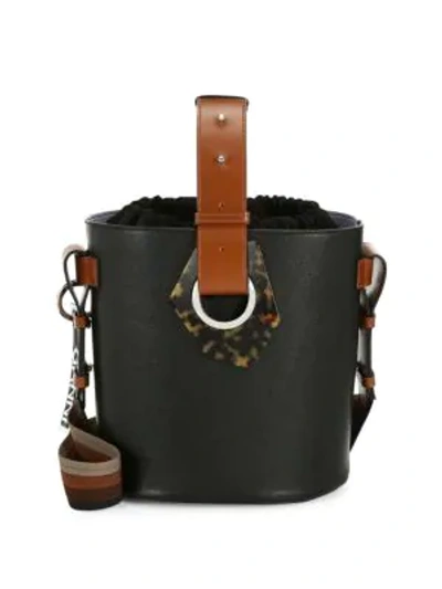 Shop Ganni Women's Leather Bucket Bag In Neutral