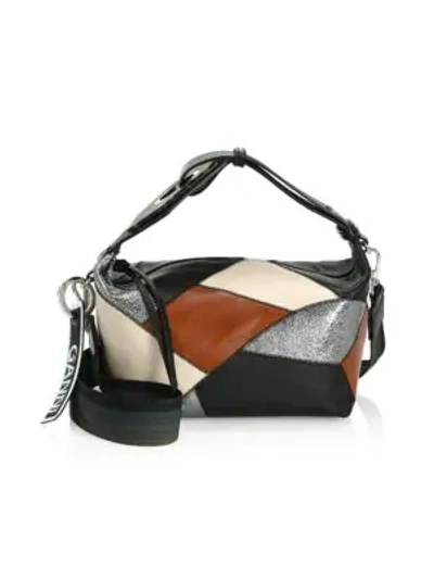 Shop Ganni Women's Patchwork Leather Hobo Bag In Neutral
