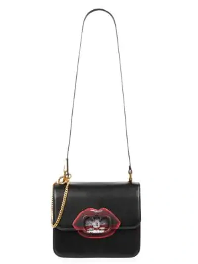 Shop Valentino Garavani Vsling Undercover Lip Leather Crossbody Bag In Black