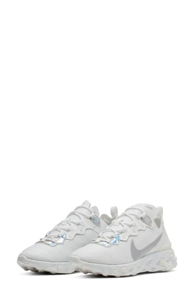 Shop Nike React Element 55 Sneaker In Summit White/ Metallic Silver