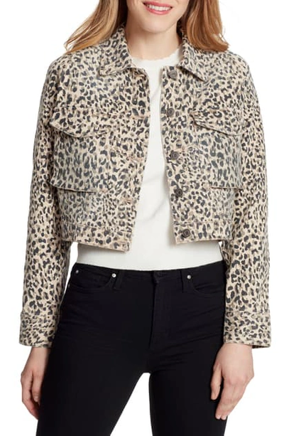 Shop Ella Moss Cheetah Print Crop Denim Jacket In Cheetah Dabs