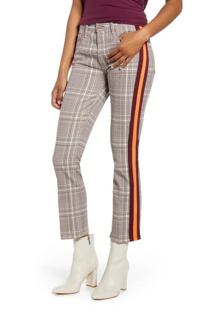 Shop Mother The Insider Plaid Crop Pants In Plum/ Pink