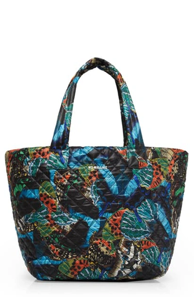 Shop Mz Wallace Medium Metro Quilted Nylon Tote In Butterfly Print