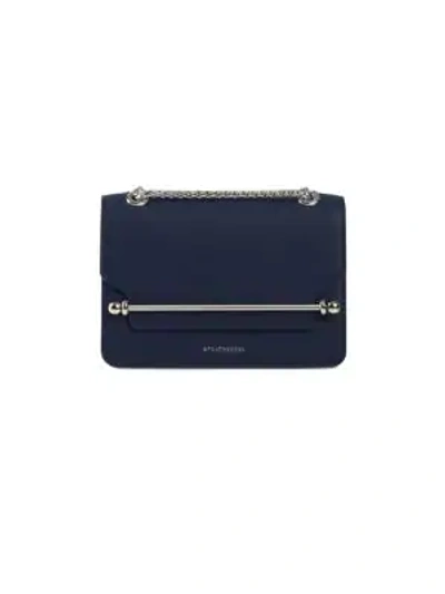 Strathberry Navy Blue Leather East West Shoulder Bags Strathberry