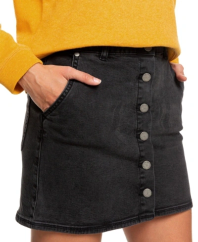 Shop Roxy Juniors' Wild Young Spirit Denim Skirt In Anthracite