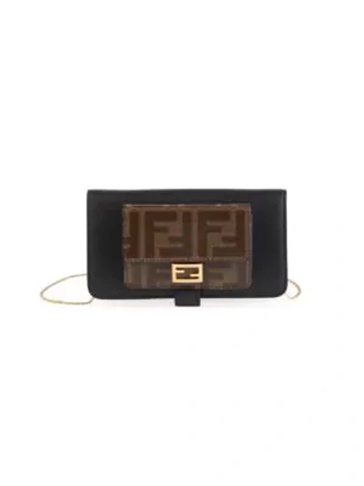 Shop Fendi Ff Logo Leather Iphone X Case In Black Brown