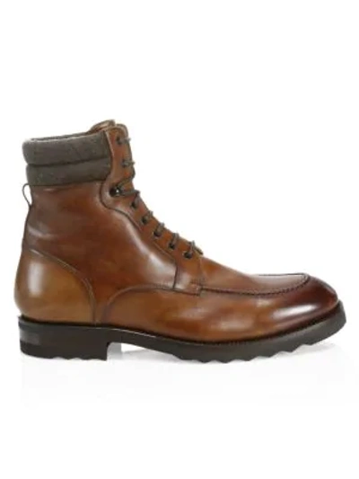 Shop Saks Fifth Avenue Collection By Magnanni Wallabee Leather Boots In Tabaco