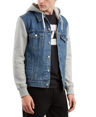 Levi's Men's Hybrid Hoodie Non-stretch Denim Trucker Jacket In Candyman |  ModeSens