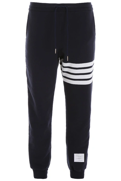 Shop Thom Browne Nylon And Jersey Joggers In Navy (blue)