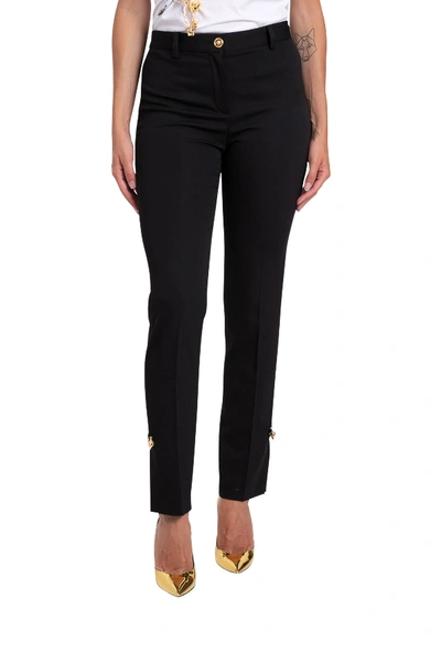 Shop Versace Safety Pins Trousers In Nero