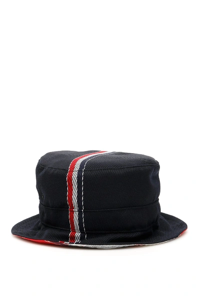 Shop Thom Browne Bucket Hat In Navy (blue)