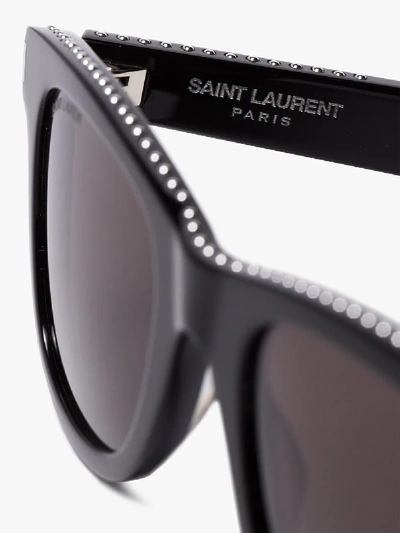 Shop Saint Laurent Eyewear Black Studded Square Sunglasses