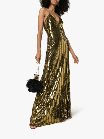 Shop Galvan Sequin Embellished Gown In Gold