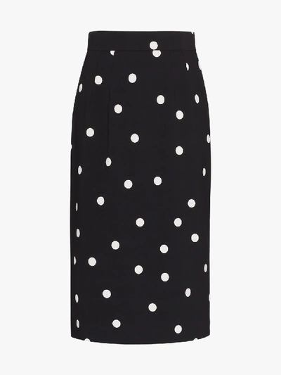 Shop Dolce & Gabbana Polka Dot Cady Pencil Skirt In Black