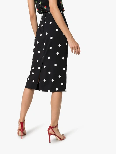 Shop Dolce & Gabbana Polka Dot Cady Pencil Skirt In Black