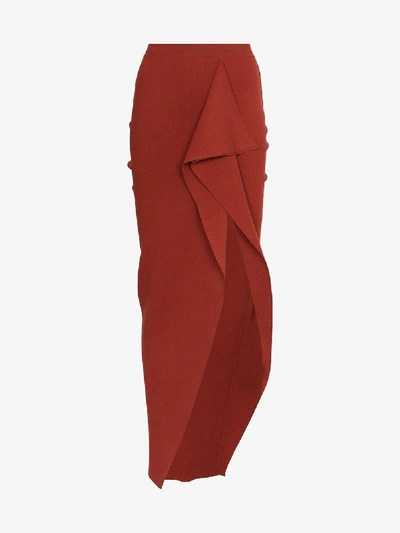 Shop Rick Owens Flare Detail Front Slit Skirt In Red