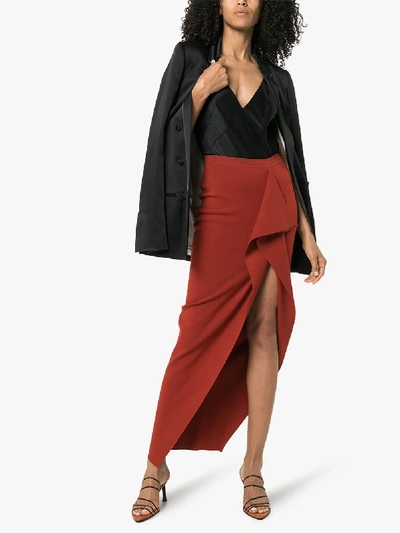 Shop Rick Owens Flare Detail Front Slit Skirt In Red