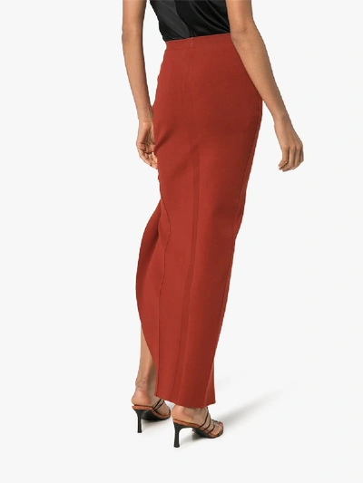 Shop Rick Owens Flare Detail Front Slit Skirt In Red
