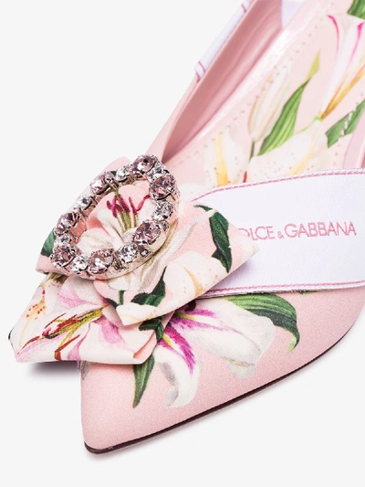 Shop Dolce & Gabbana Pink 60 Logo Flower Slingback Pumps