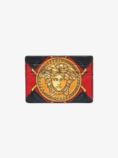 Shop Versace Multicoloured Medusa Print Leather Wallet In K016h Black