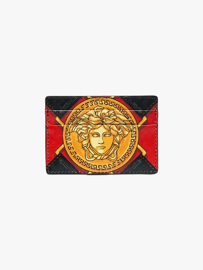 Shop Versace Multicoloured Medusa Print Leather Wallet In K016h Black