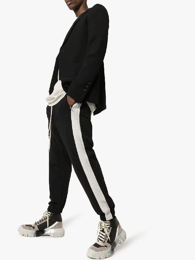 Shop Rick Owens Stripe Cotton Sweatpants In Black