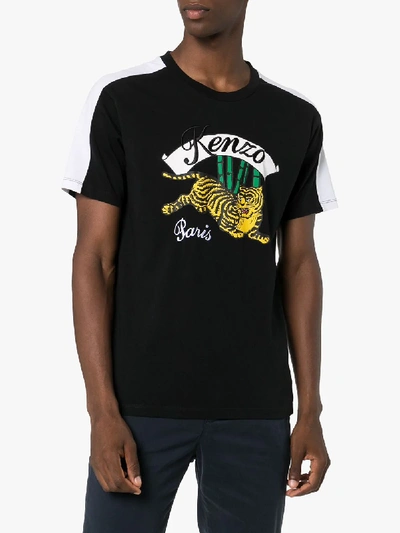 Shop Kenzo Tiger Print Cotton T-shirt In Black