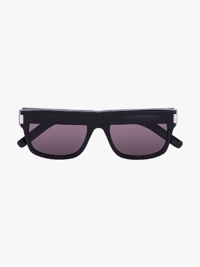 Shop Saint Laurent Eyewear Black Vintage Rectangular Frame Sunglasses