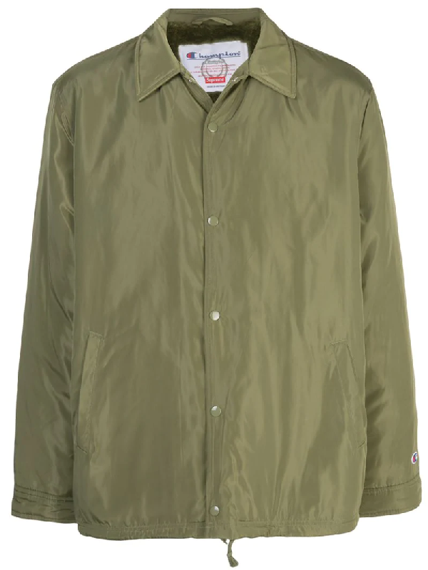 olive green champion windbreaker