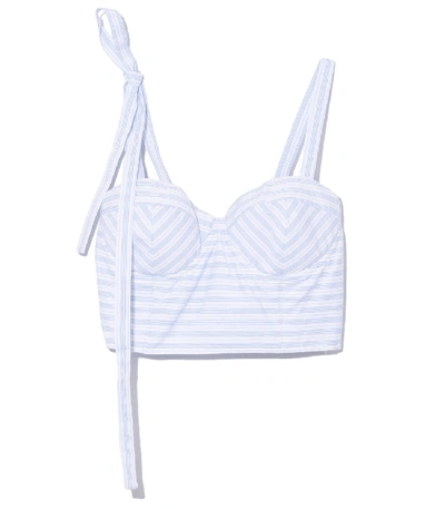 Shop Rosie Assoulin Bustino Top In Blue Stripe