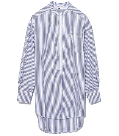 Shop Alex Mill Popover Tunic Bi Stripes In Royal Blue/white