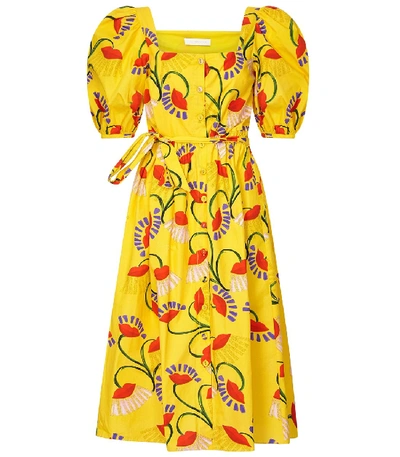 Shop Borgo De Nor Corin Puff Sleeve Dress In Nouveau Lips/yellow