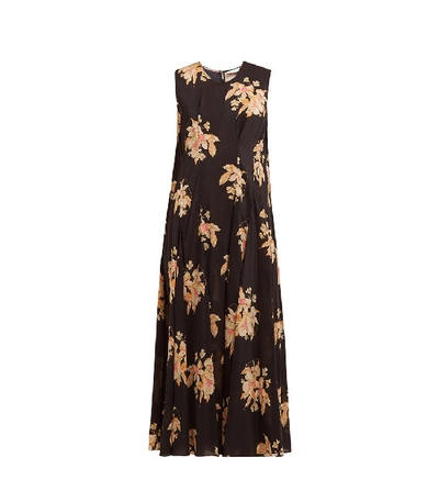 Shop Raey Darted Vintage Floral-print Silk Dress In Black