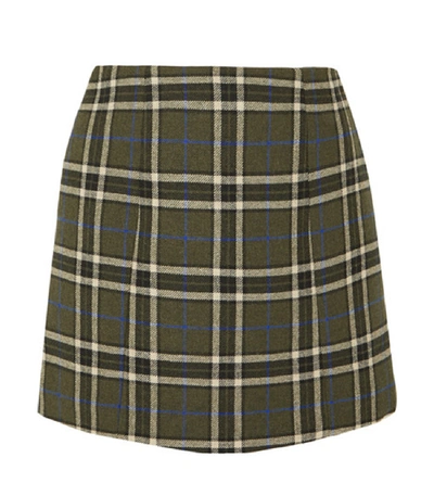 Shop Alexa Chung Plaid Woven Mini Skirt In Olive