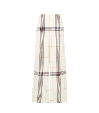 Shop Roland Mouret Tayport Checked Woven Wide-leg Pants In White
