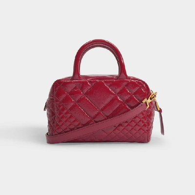 Shop Versace Small Quilted Satchel In Red Leather
