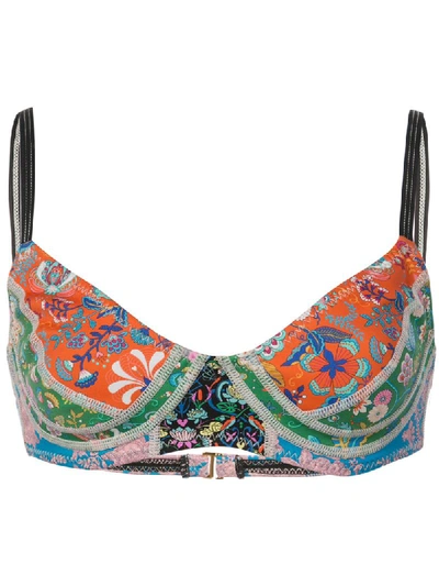 Shop Cynthia Rowley London Floral Bikini Top In Multicolour