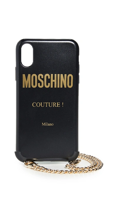 Shop Moschino Fantasy Print Iphone X/xs Case With Chain In Black