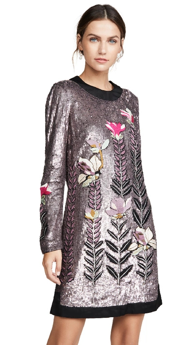 Shop Temperley London Magnolia Short Dress In Black Mix