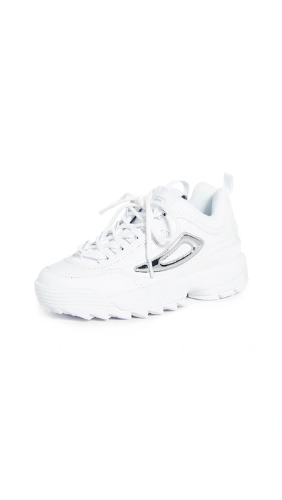 Shop Fila Disruptor Ii Sneakers In White/metallic Silver/white